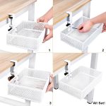 Euyona Mesh Desk Organizer and Clamp-on Swivel Pencil Drawer, Desk Hidden Desk Organizer Extra Sturdy C-Clamp Mount System and Easy to Instal, Home Office Art Supply Storage Box (Black) - Image 5